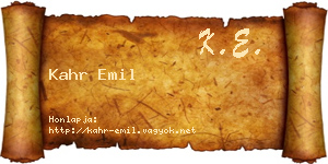 Kahr Emil névjegykártya